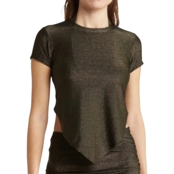 VYB Other - VYB Shimmer Crop Swom Shirt Black Tie Front Cover Up Top M NWT